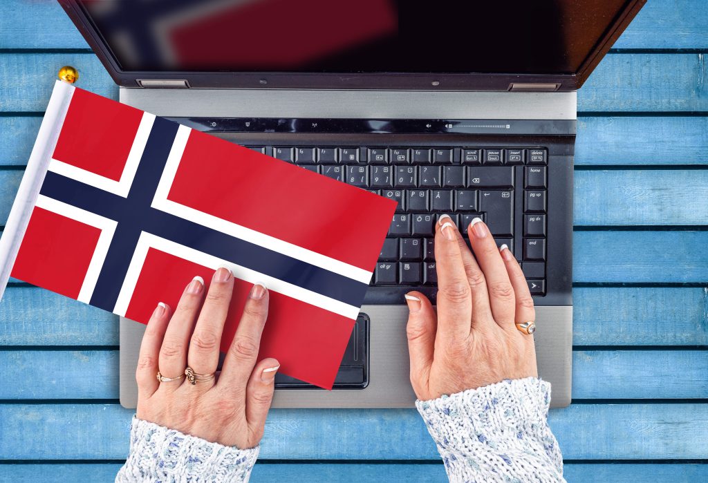 تصویری از دانشجویی در حال کار به همراه پرچم نروژ برای عنوان شرایط تحصیل در نروژ انتخاب شده است.
