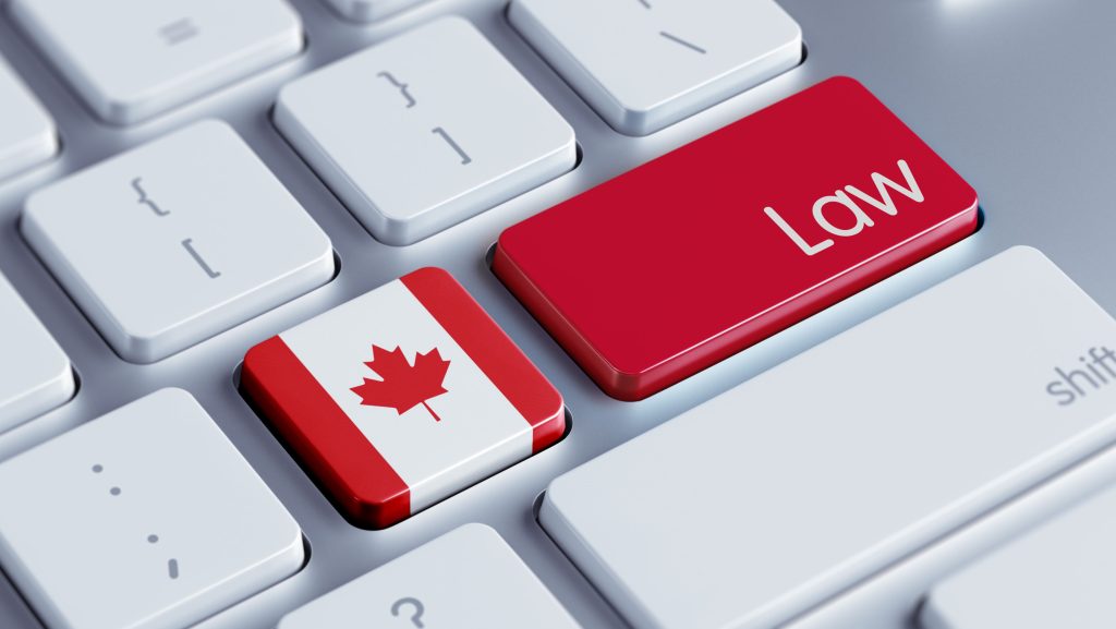 تصویری از کلمه ی قانون به همراه پرچم کانادا برای عنوان چرا وکیل مهاجرت به کانادا بگیرم؟ انتخاب شده است.