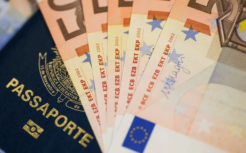 تصویری از پاسپورت و یورو برای عنوان چگونه می‌توان با ویزای طلایی اقامت دائم و شهروندی یونان را دریافت کرد؟ انتخاب شده است.
